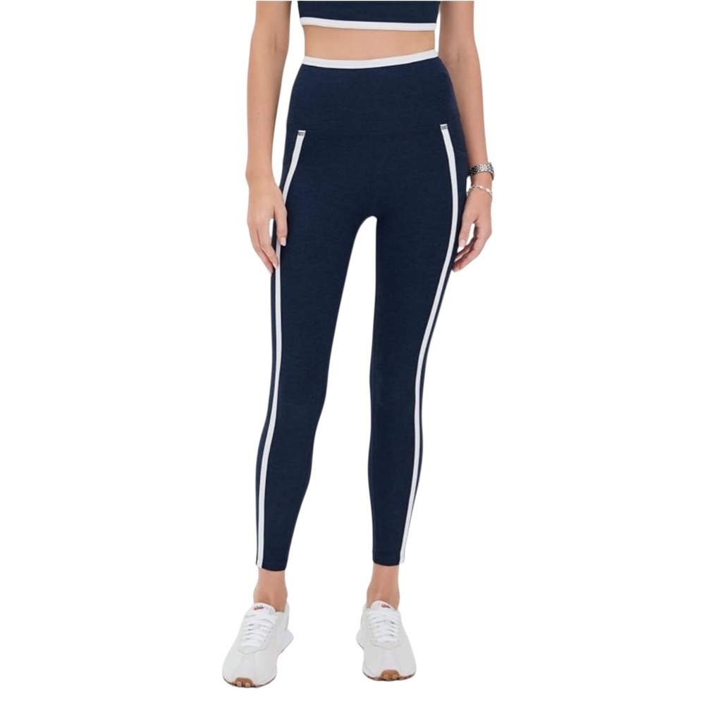 Beyond Yoga Navy White Set Crop Tank Medium & Leggings Small Gym Athleisure EUC - Picture 3 of 16